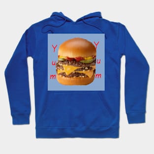 Yum Yum Hamburger Pattern (light Blue Background) Hoodie